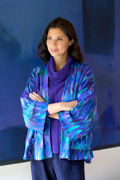 Abstract Feather Jersey Jacket