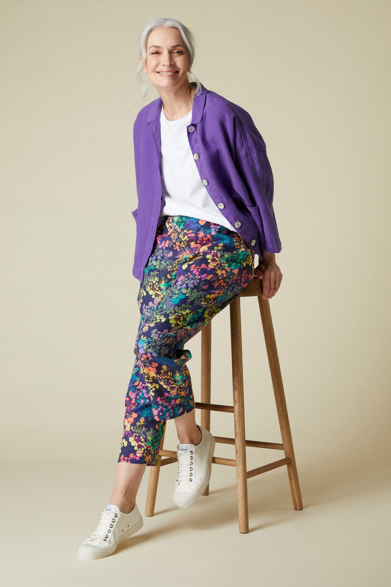 Floral linen trousers - Woman