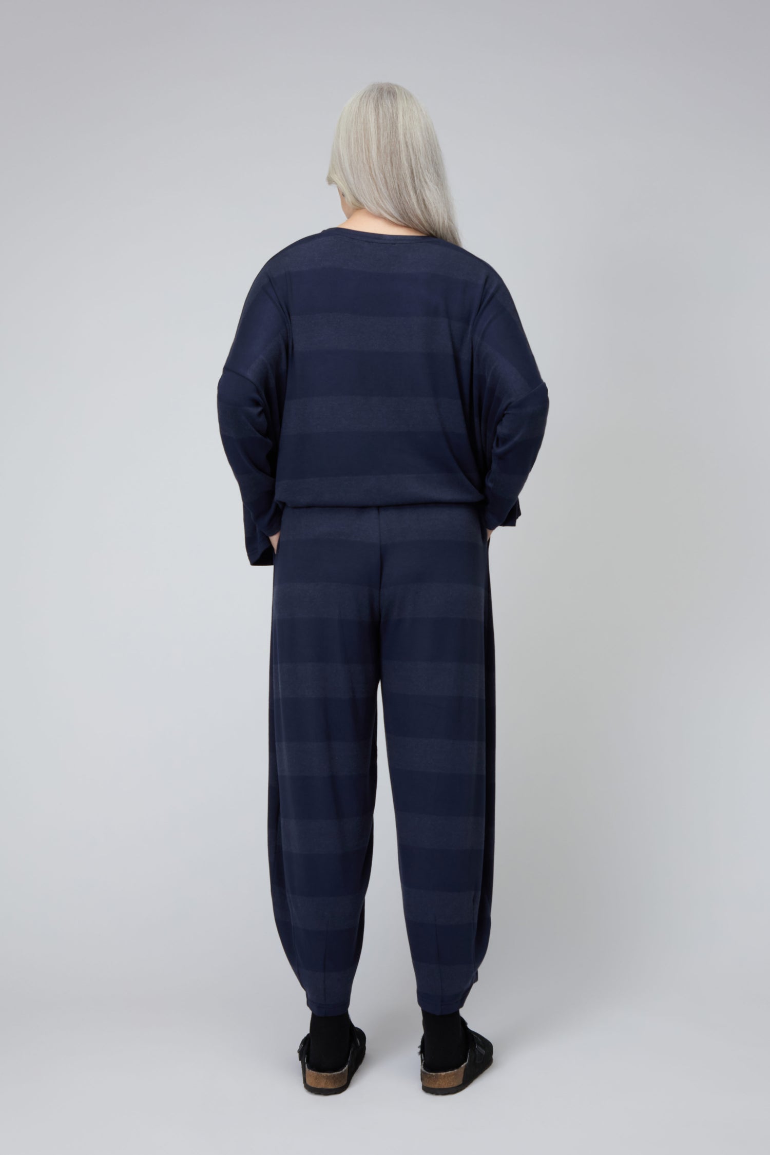 Soft Viscose Jersey Stripe Bubble Trouser