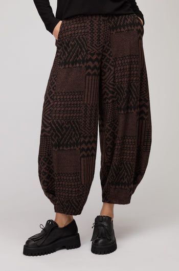 Textured Ikat Patchwork Jersey Bubble Trouser