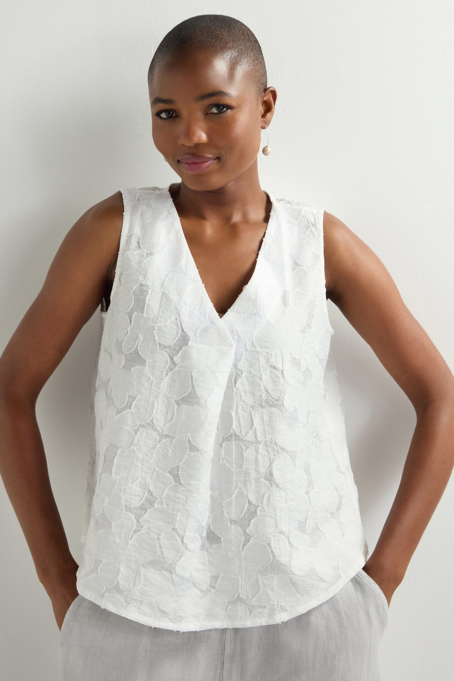 Etched Floral Viscose Vest