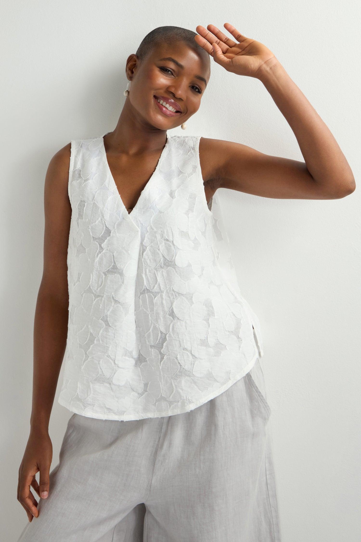 Etched Floral Viscose Vest