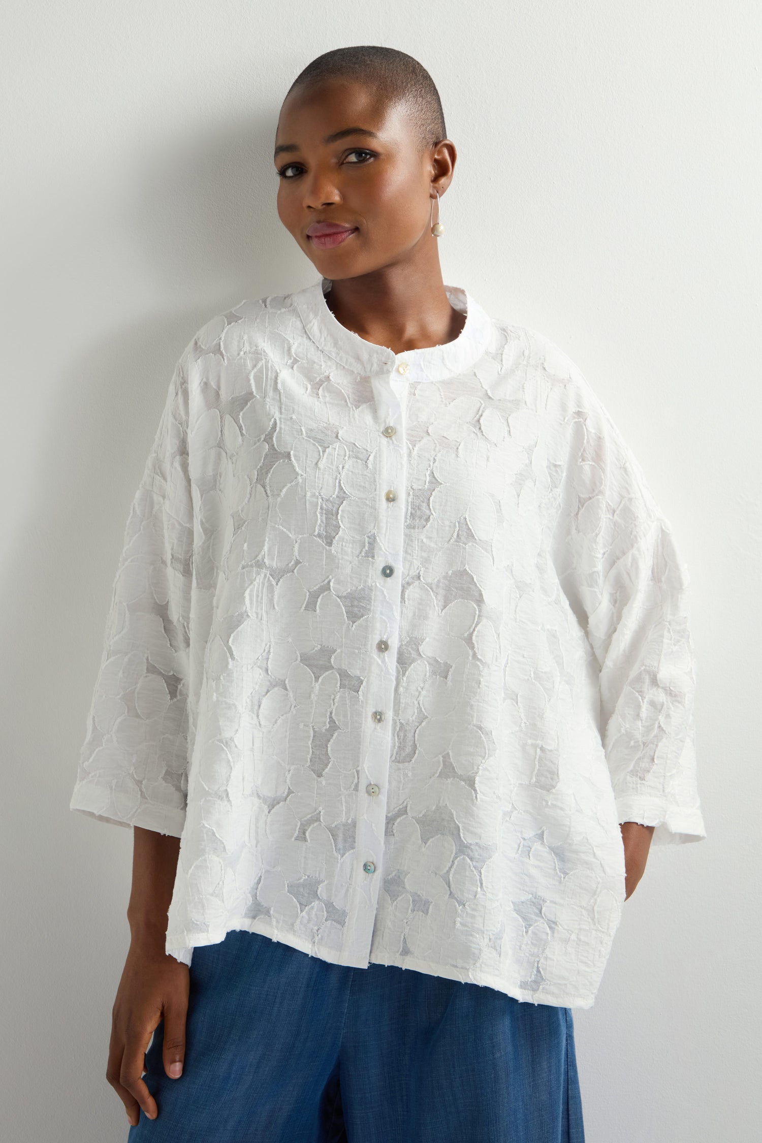 Etched Floral Viscose Shirt