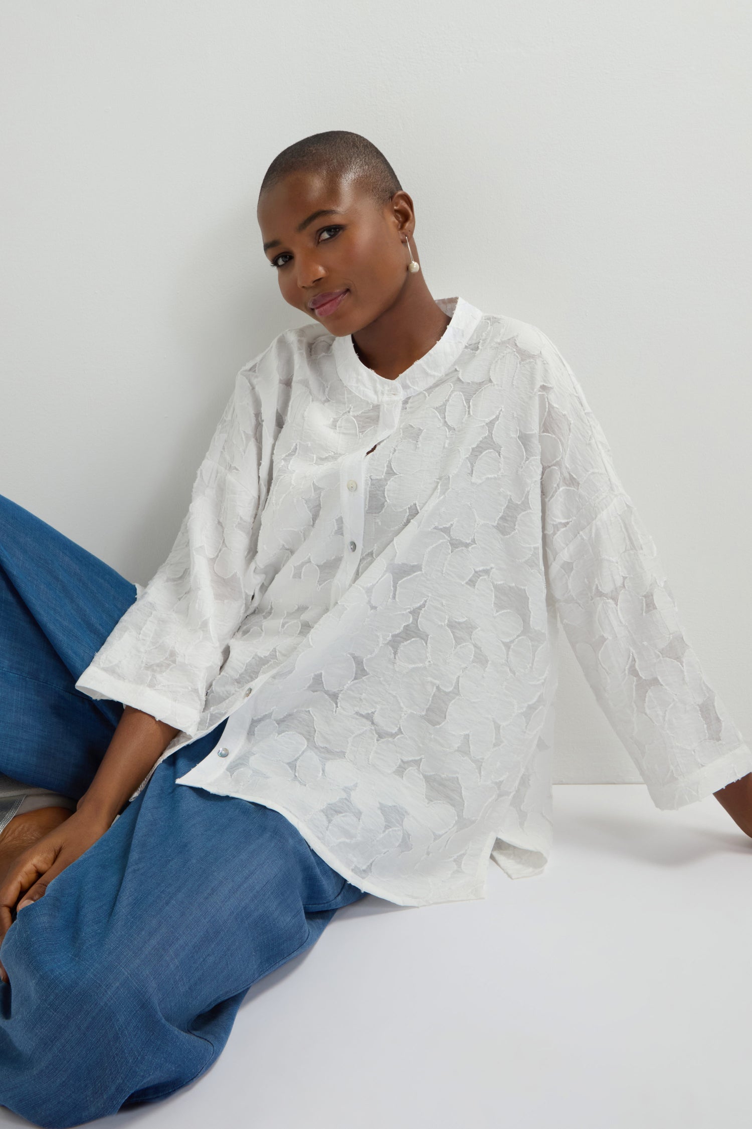 Etched Floral Viscose Shirt