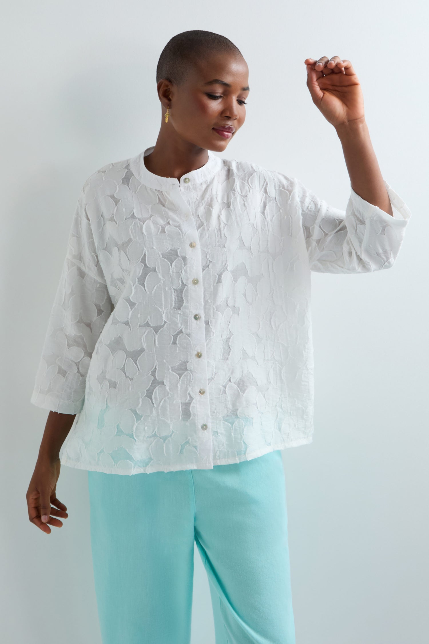 Etched Floral Viscose Shirt