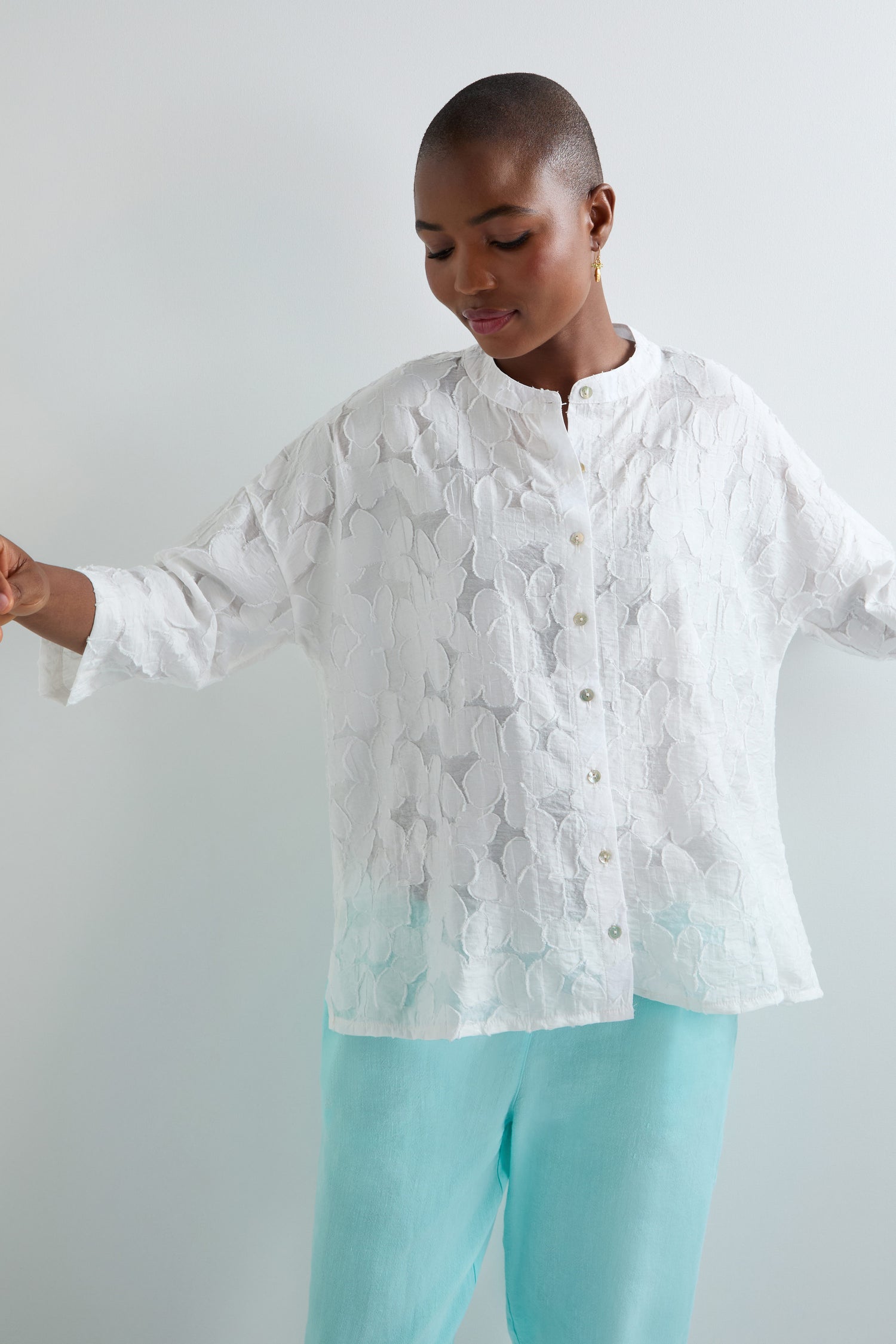 Etched Floral Viscose Shirt