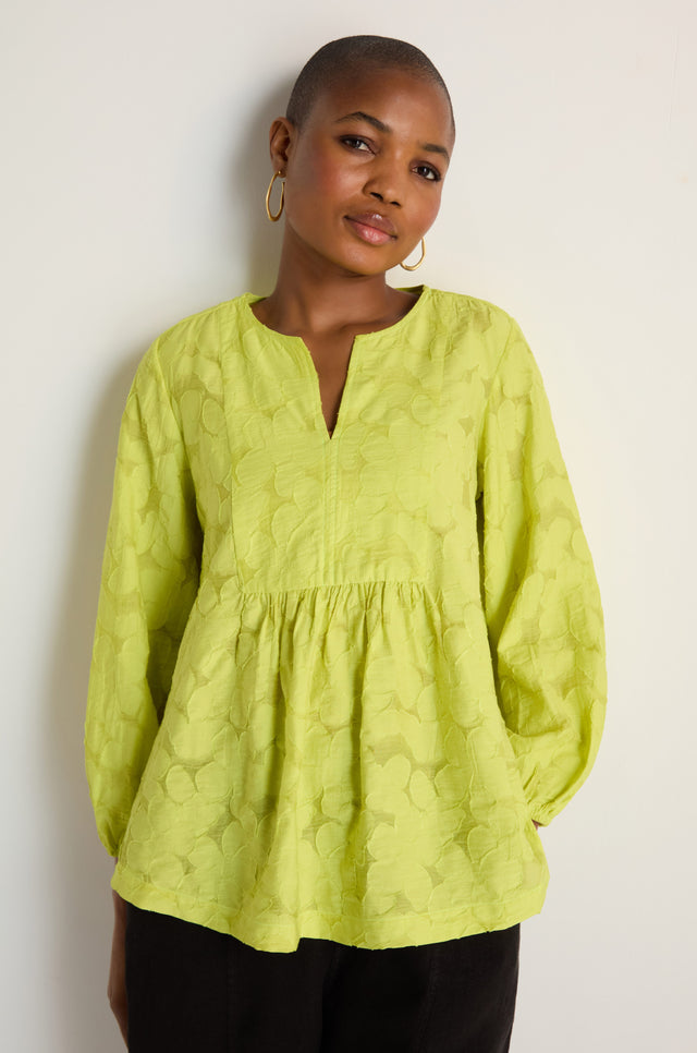 Etched Floral Viscose Top – Sahara