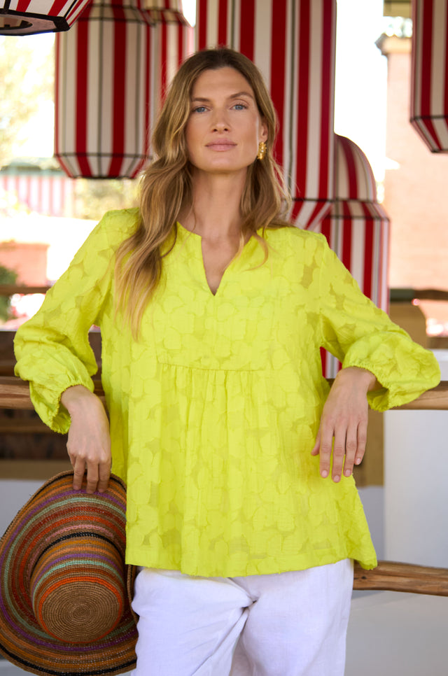Etched Floral Viscose Top – Sahara