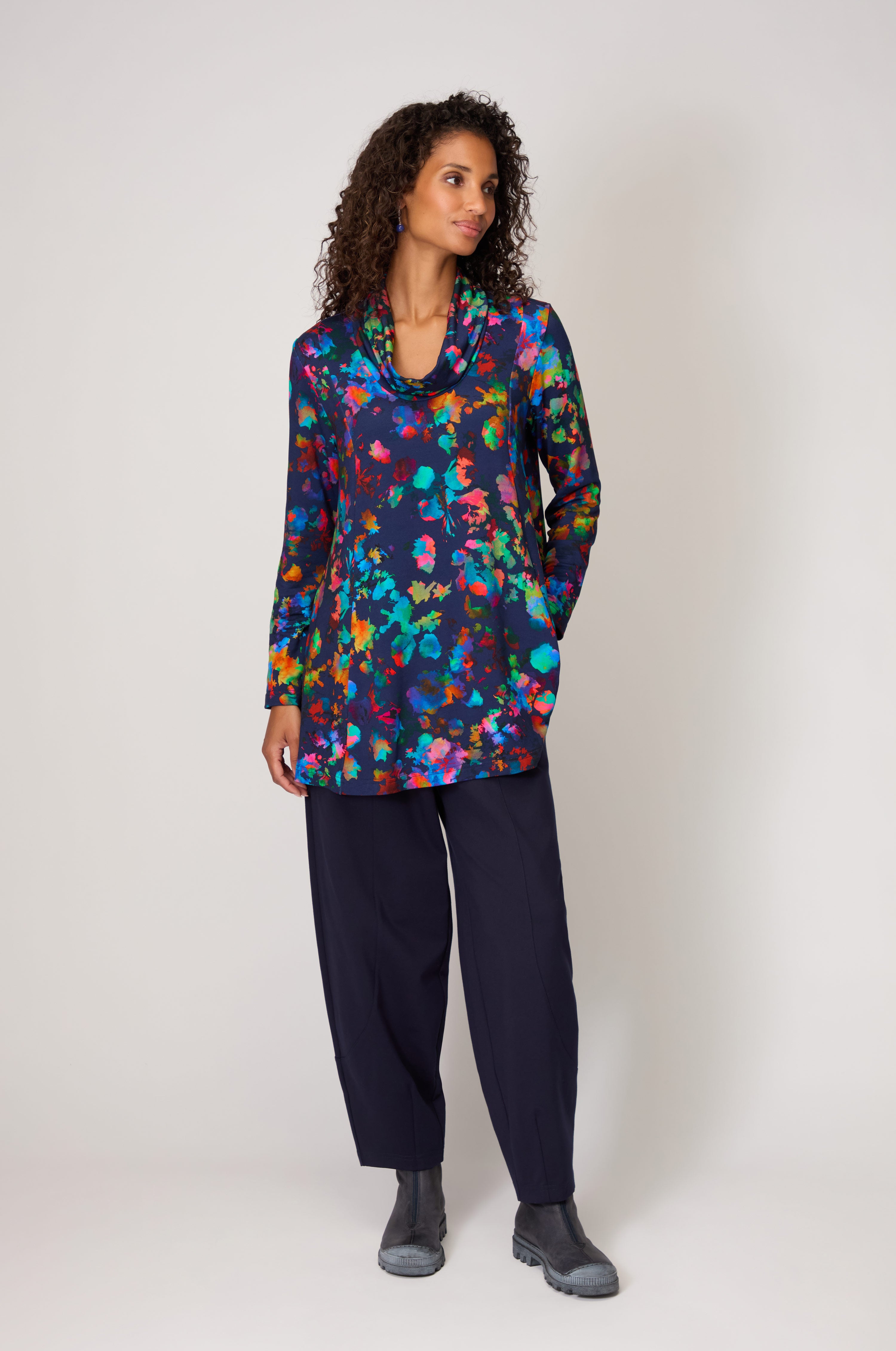 Vivid Petals Jersey Tunic – Sahara