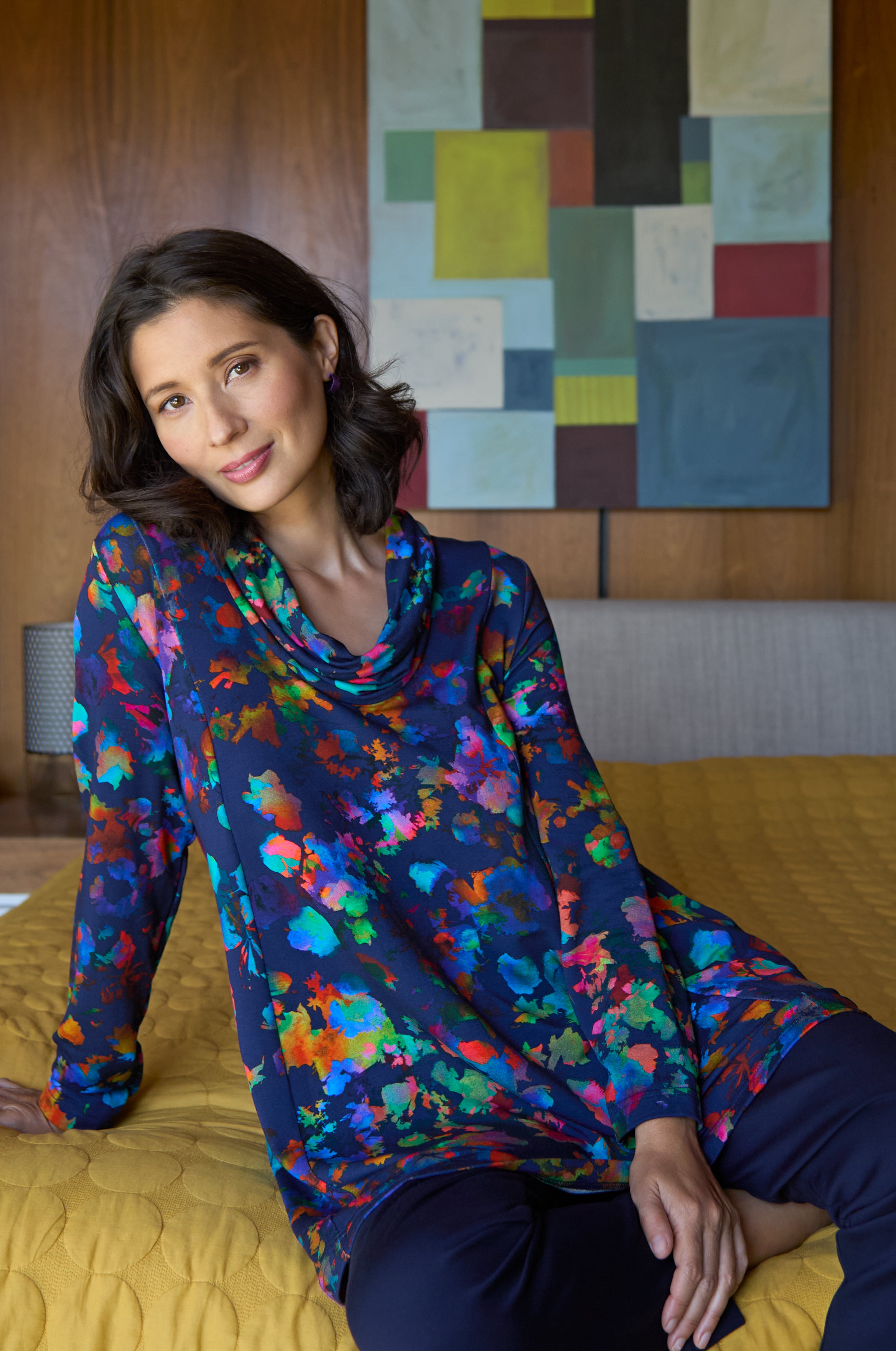 Vivid Petals Jersey Tunic – Sahara
