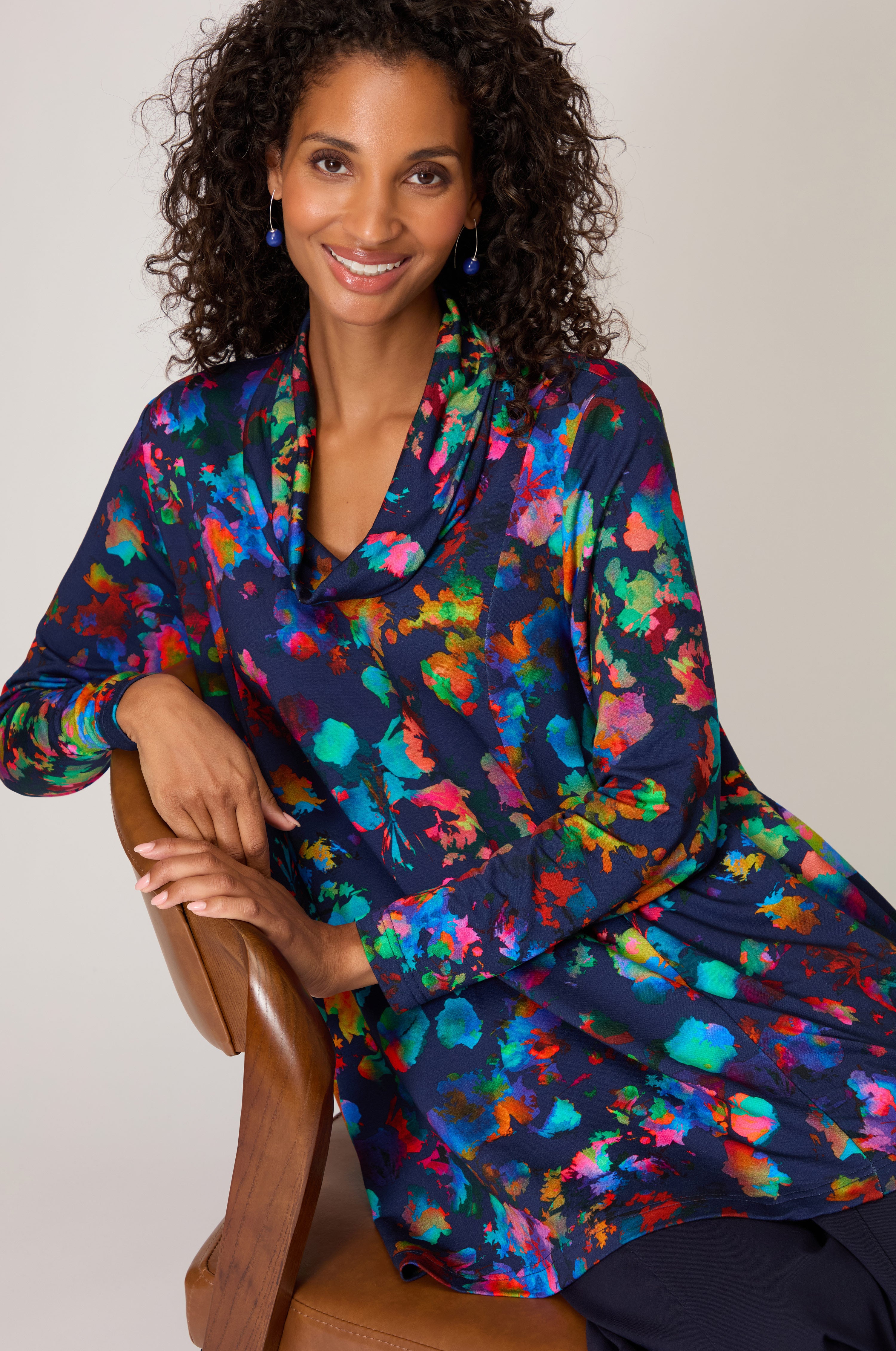 Vivid Petals Jersey Tunic – Sahara
