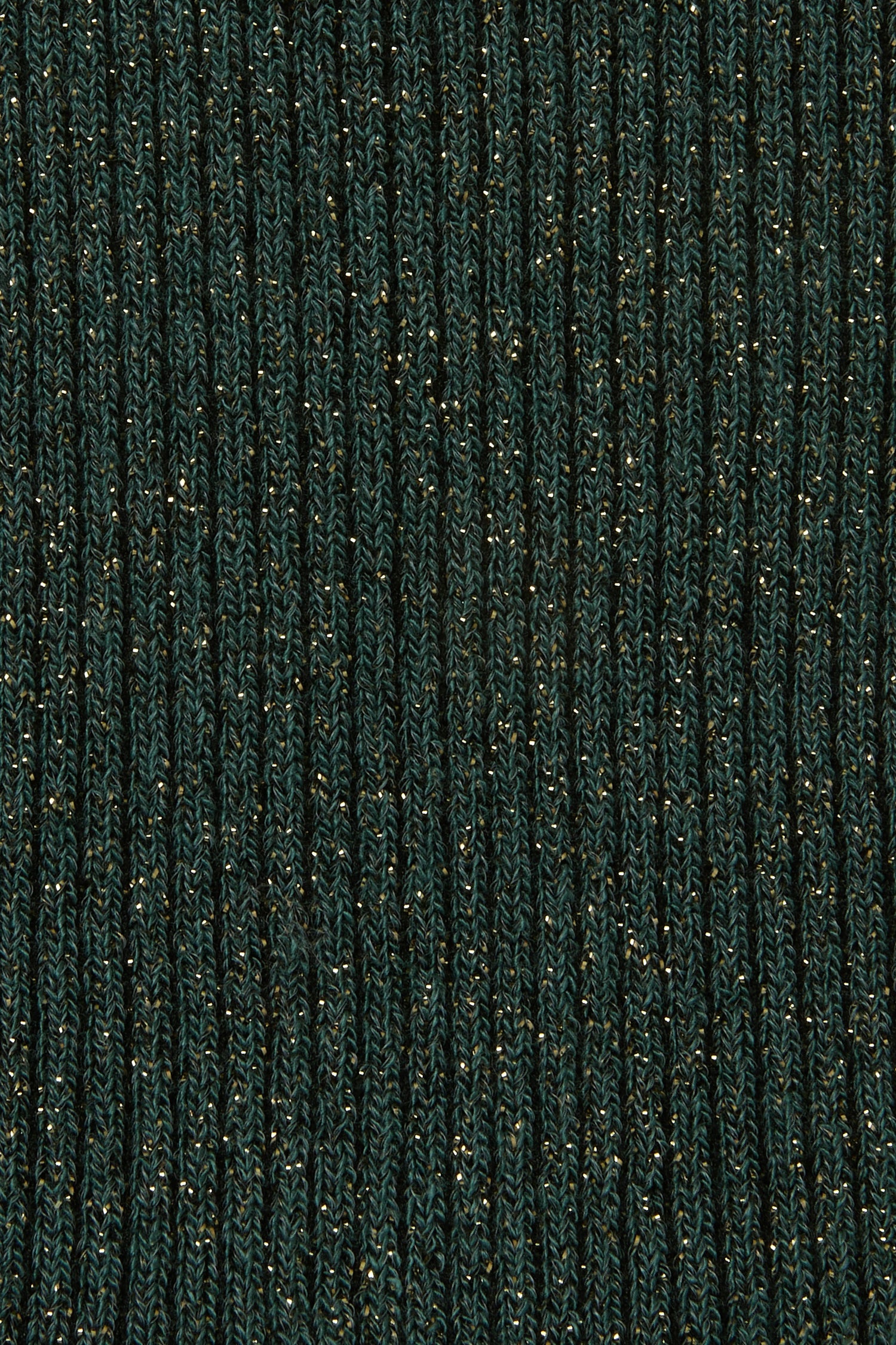 Forest Bamboo Sparkle Socks in a dark green ribbed lyocell-blend knit with metallic fibre and gold flecks.