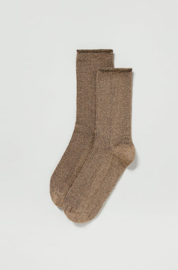 A pair of Bamboo Sparkle Caramel Socks shown on a plain white background.