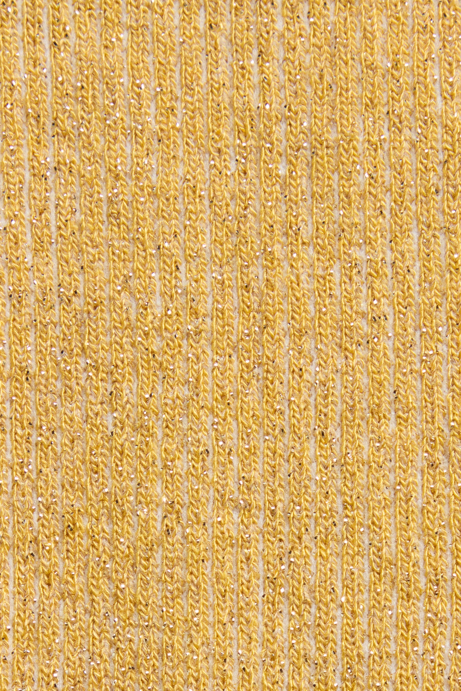 Close-up of yellow ribbed knitted fabric, showing vertical textured lines and threads, similar to the detailing on Bamboo Sparkle Dijon Socks.