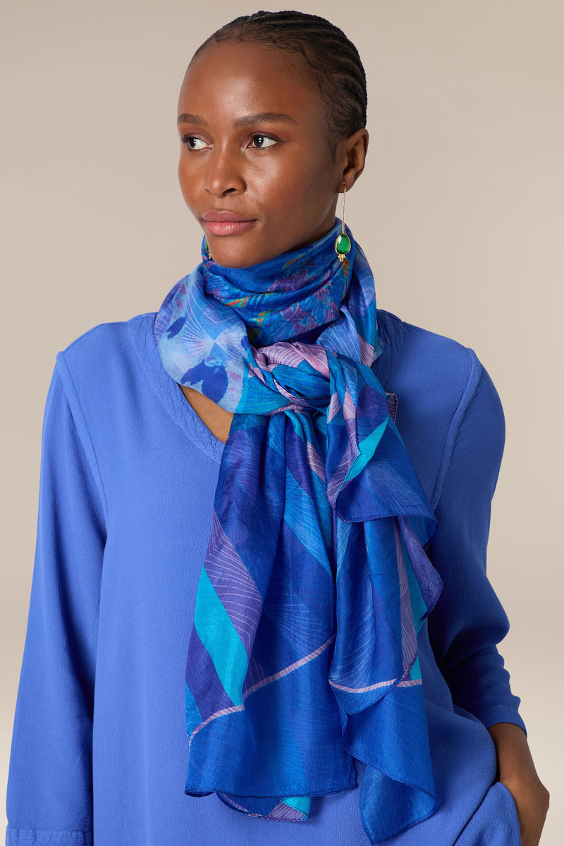 Floral Stripe Silk Scarf – Sahara