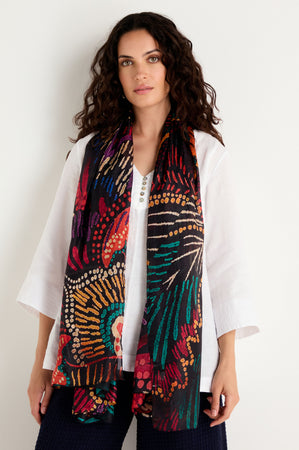 Painted Fireworks Silk Scarf