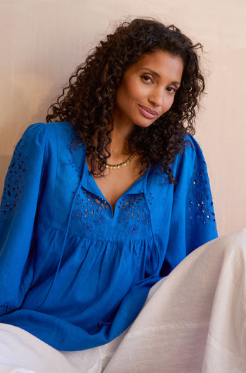 Embroidered Schiffli Linen Top
