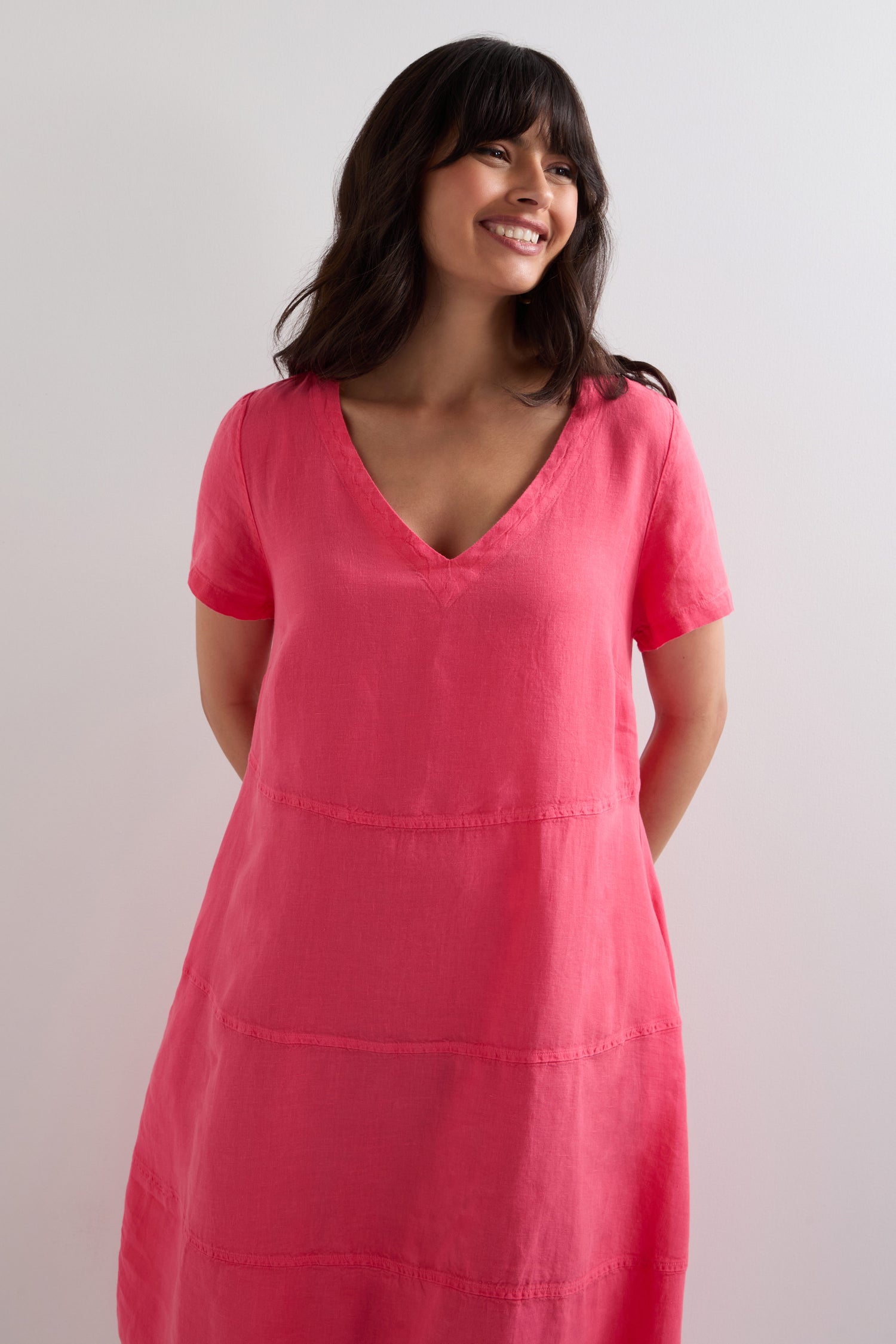 Rose Organza Linen Panelled Bubble Dress