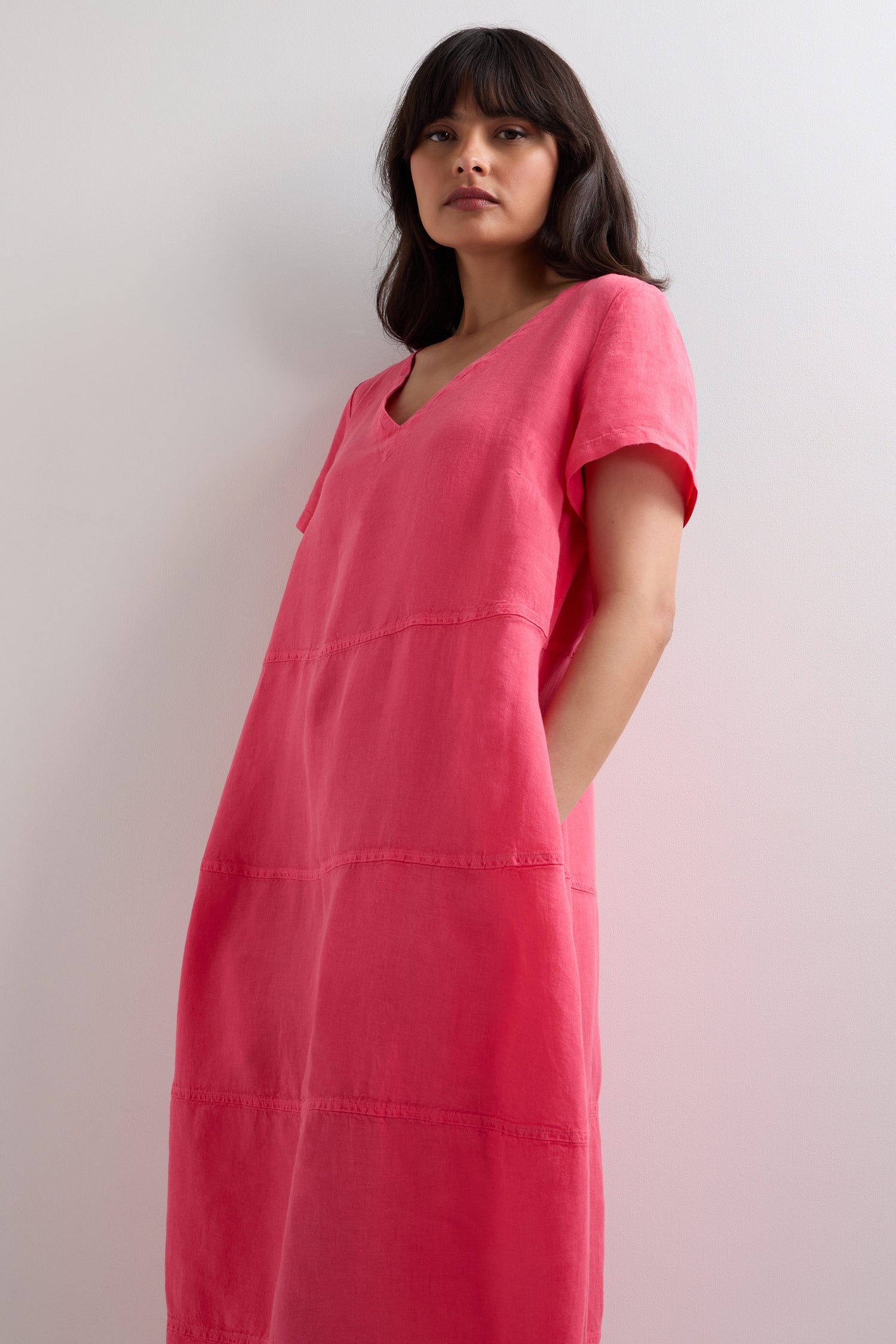 Rose Organza Linen Panelled Bubble Dress