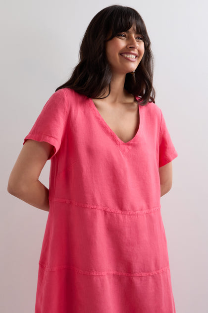 Rose Organza Linen Panelled Bubble Dress