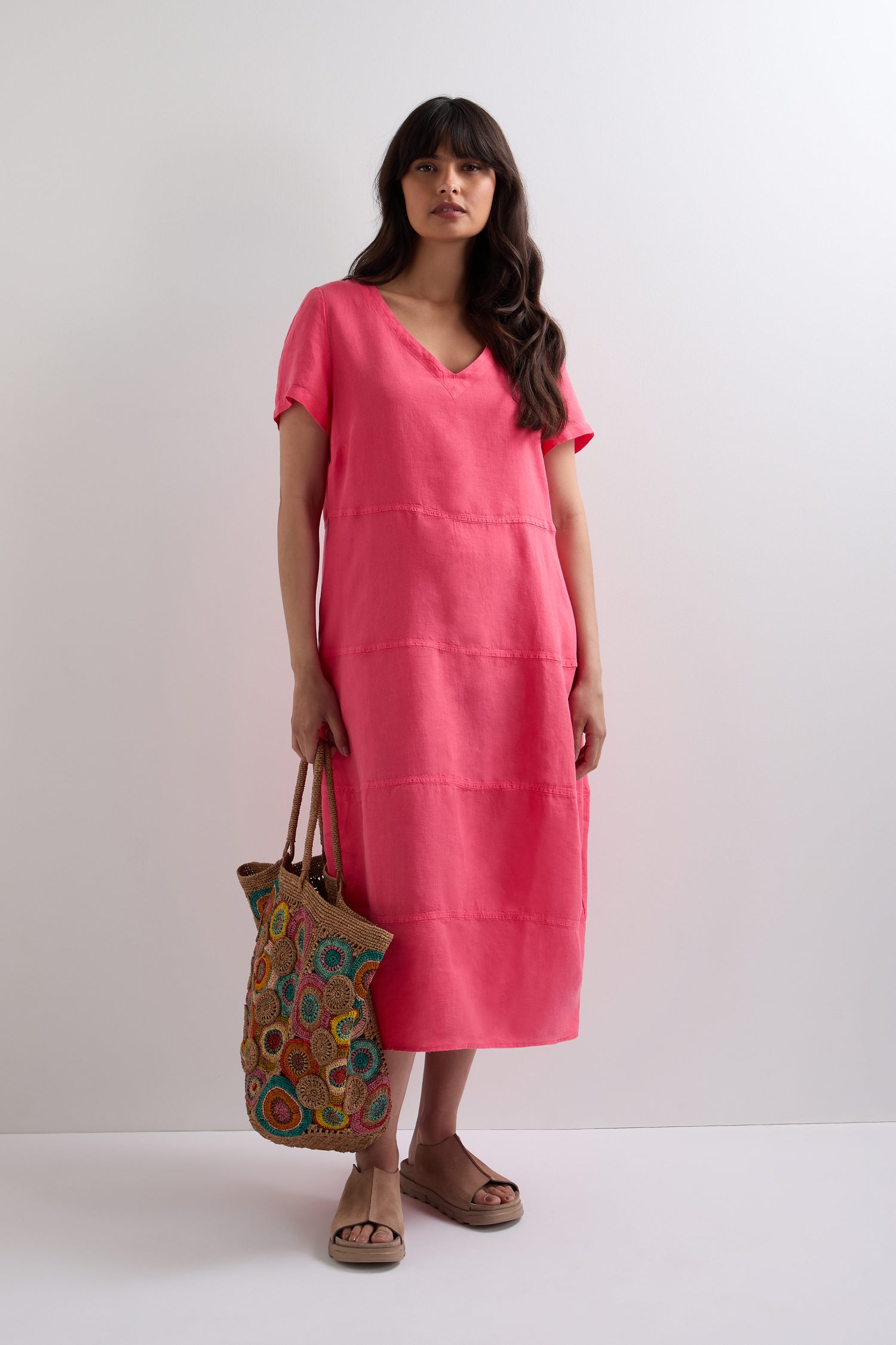 Rose Organza Linen Panelled Bubble Dress