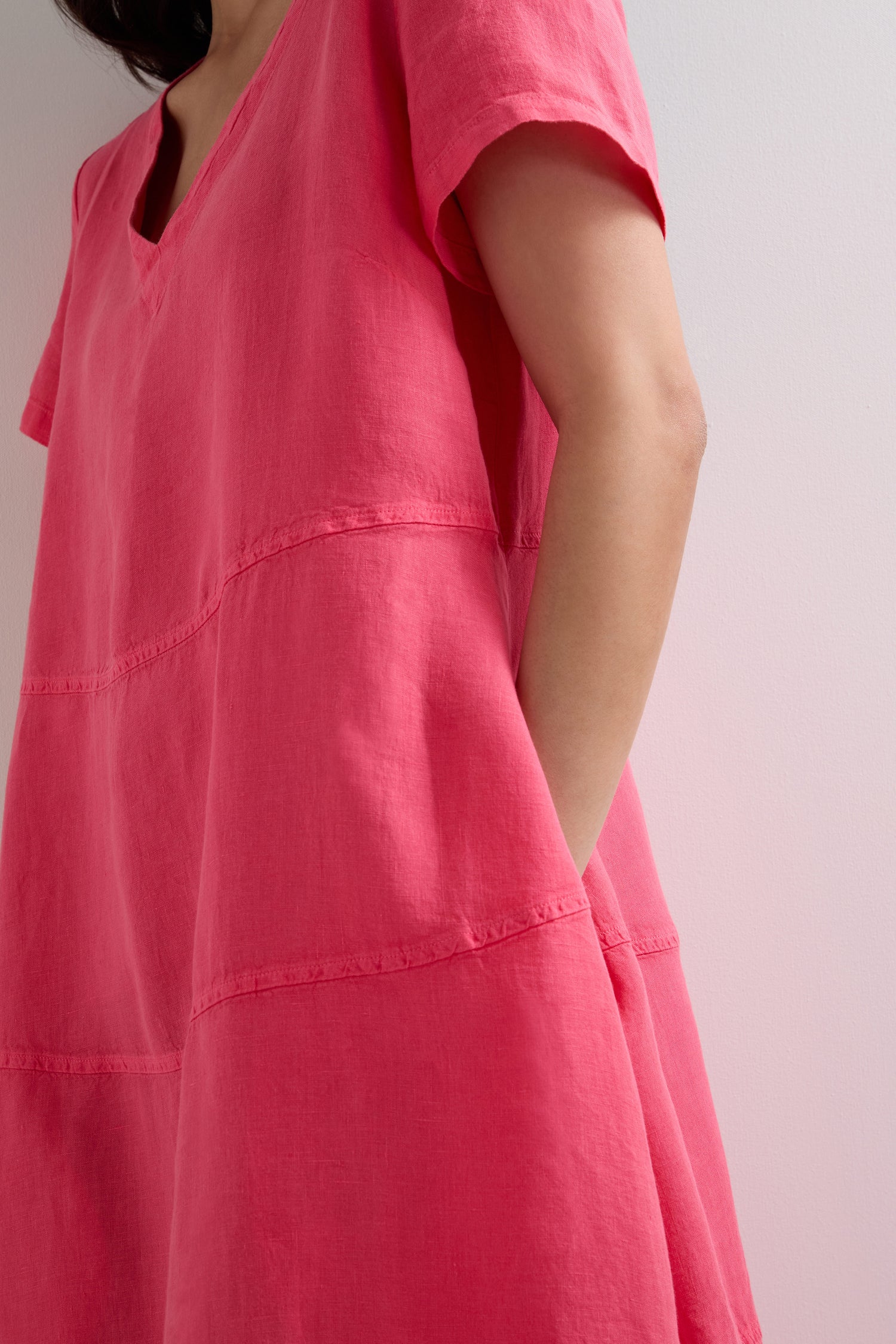 Rose Organza Linen Panelled Bubble Dress