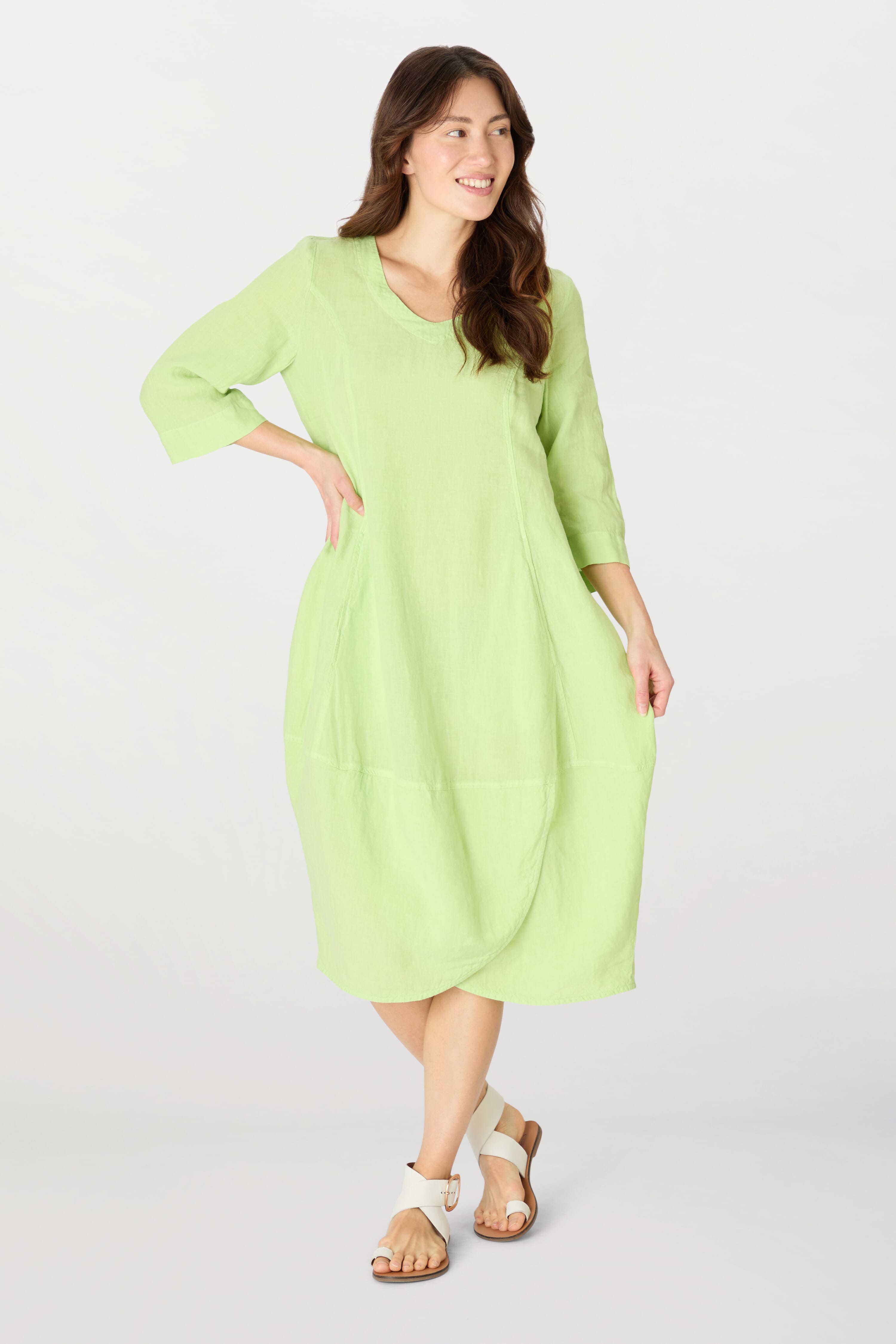 Lime green linen clearance dress