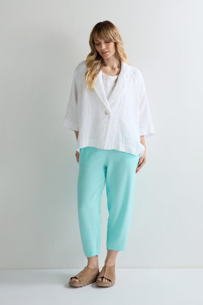 Garment Dyed Waffle Linen Boxy Jacket