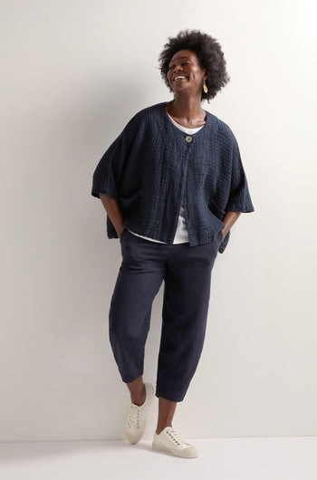 Waffle Linen Boxy Jacket