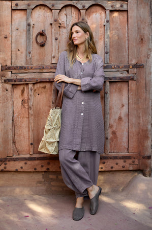 Waffle Linen Long Jacket