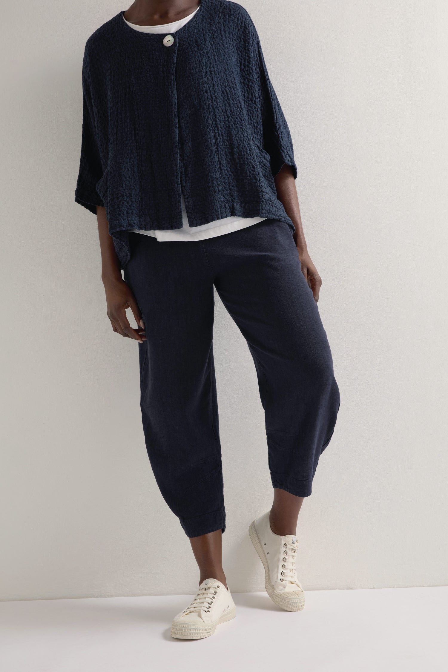 Twisted Linen Crop Bubble Trouser