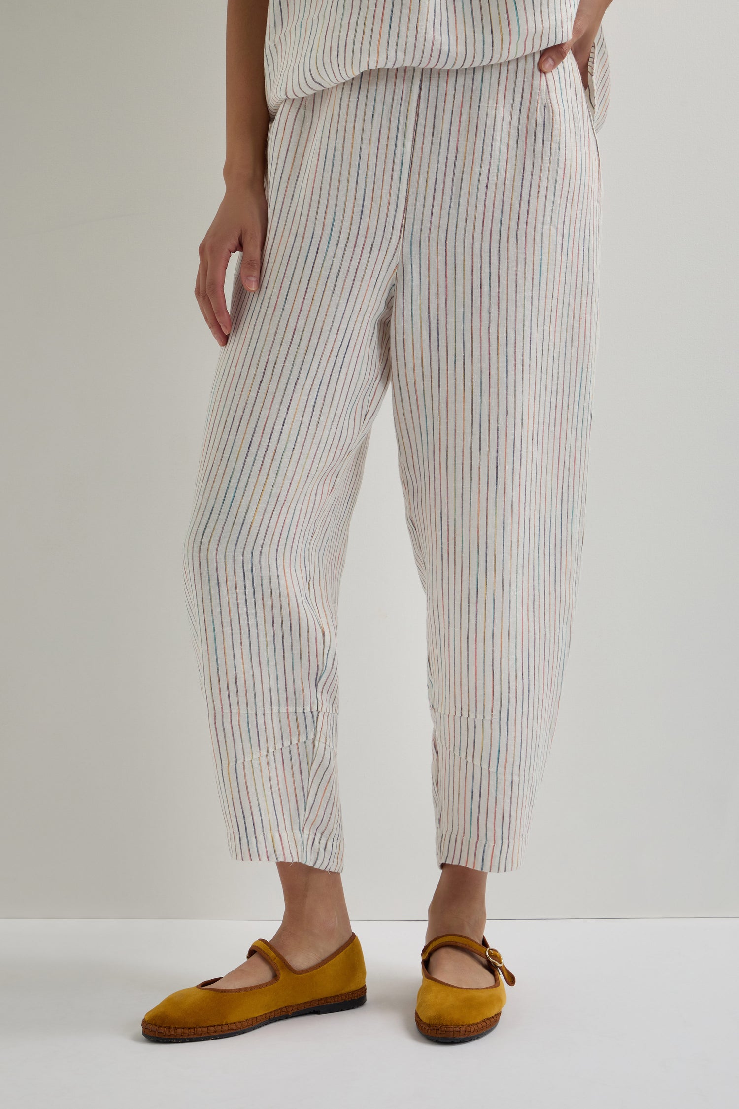 White Space Dye Linen Stripe Bubble Trouser