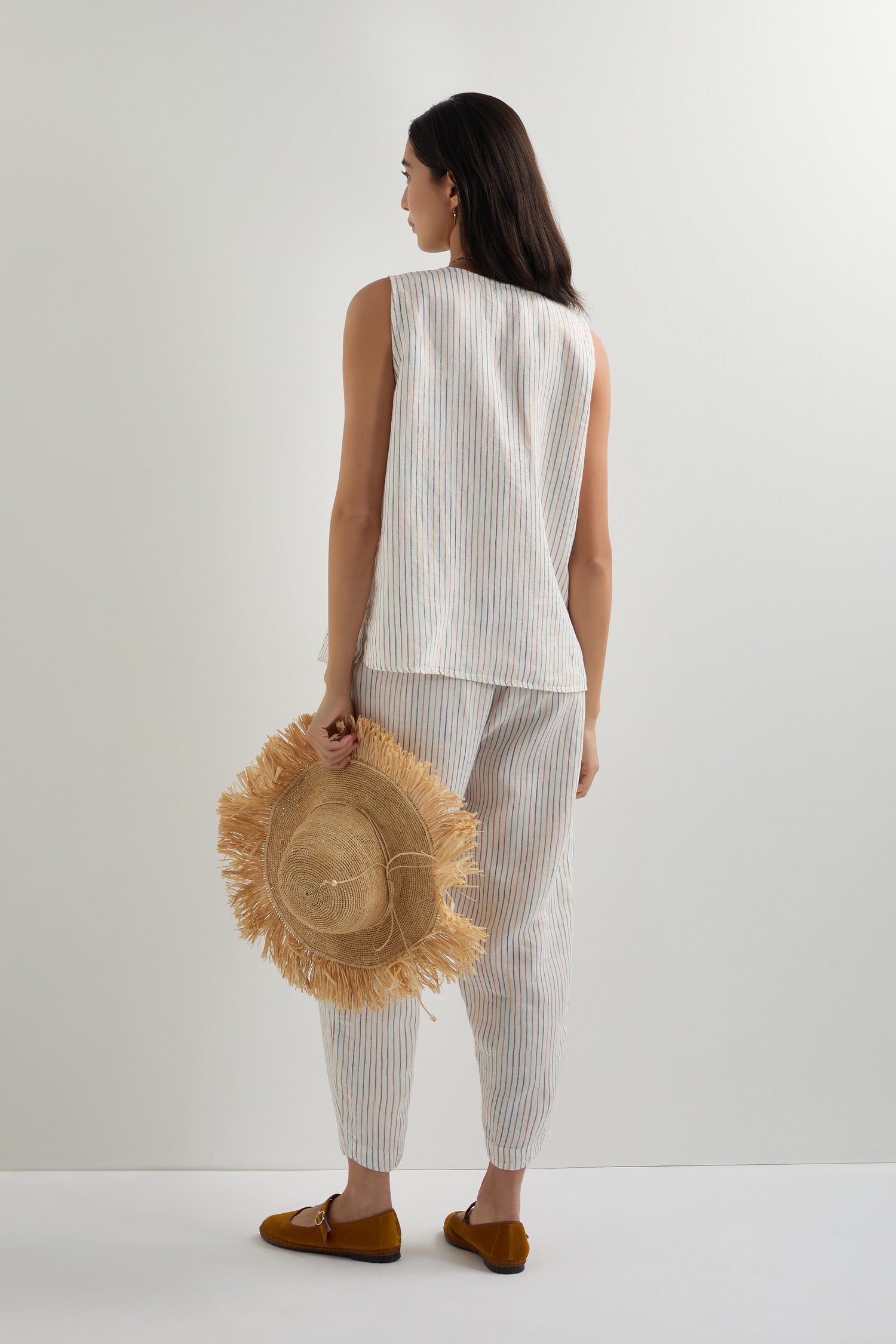 White Space Dye Stripe Linen Vest