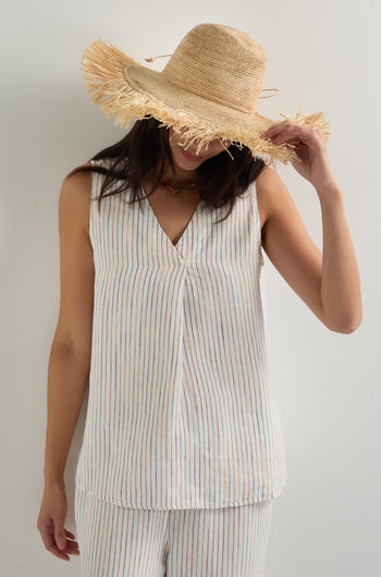 White Space Dye Stripe Linen Vest