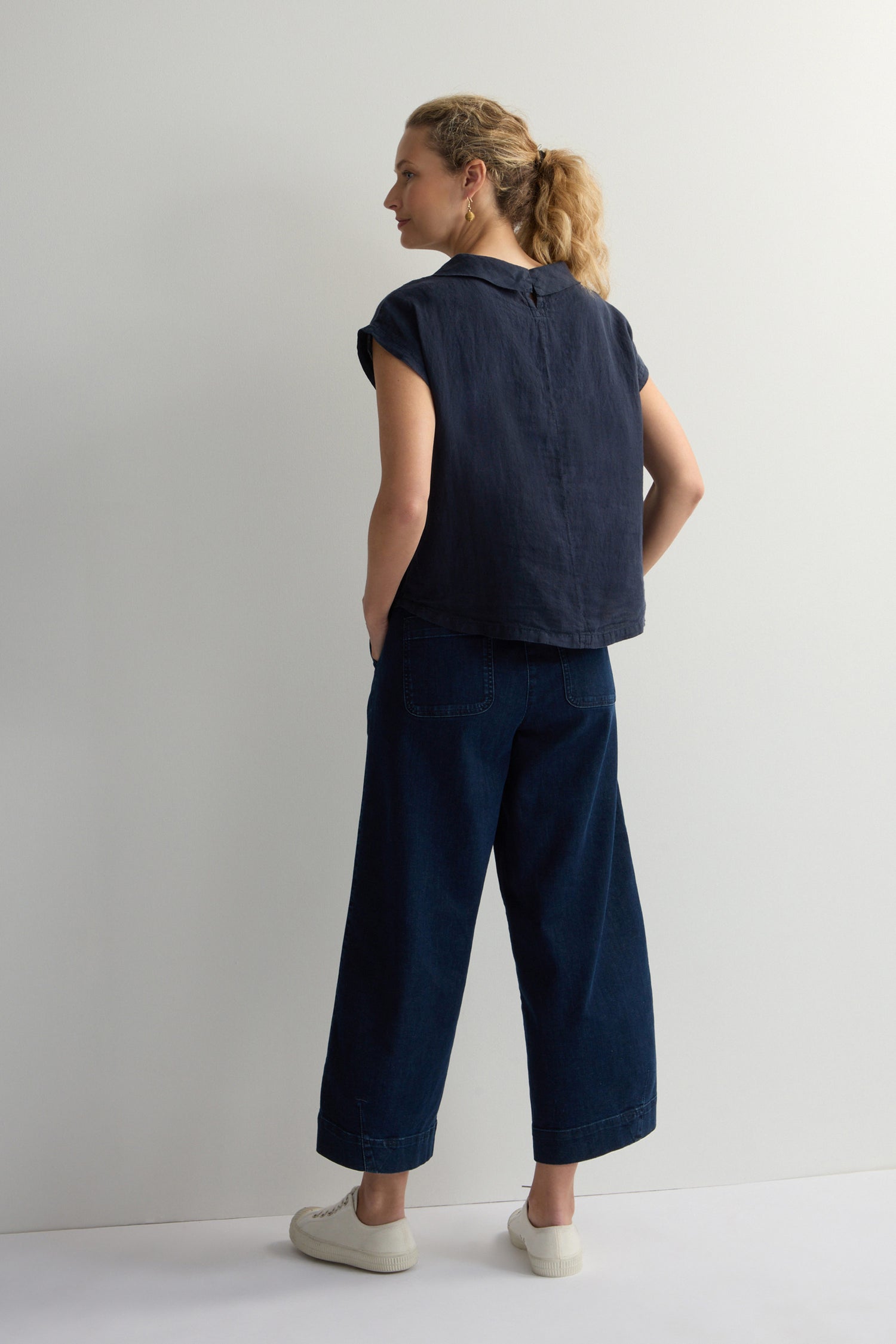 Organza Linen Pleat Front Top