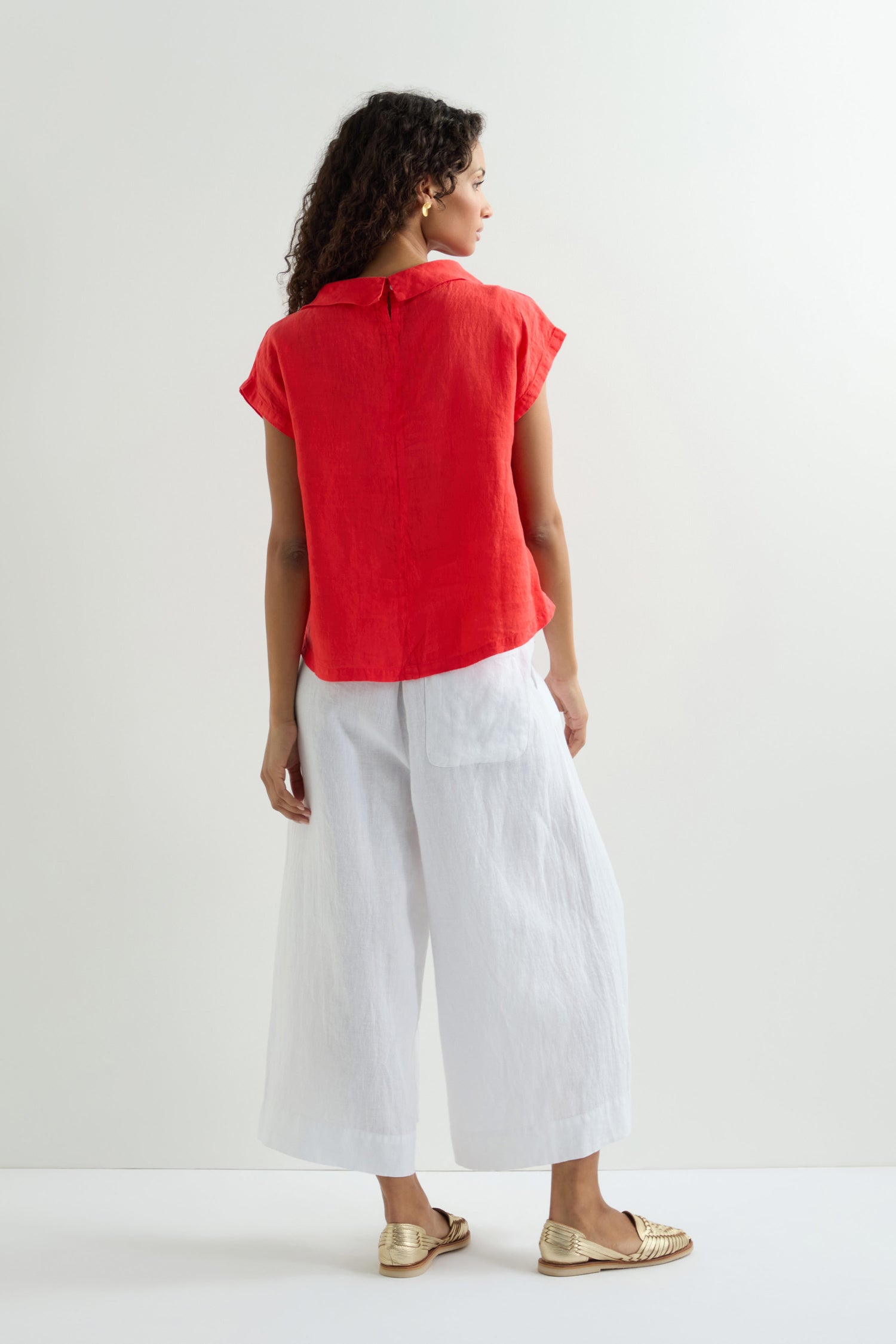 Organza Linen Pleat Front Top
