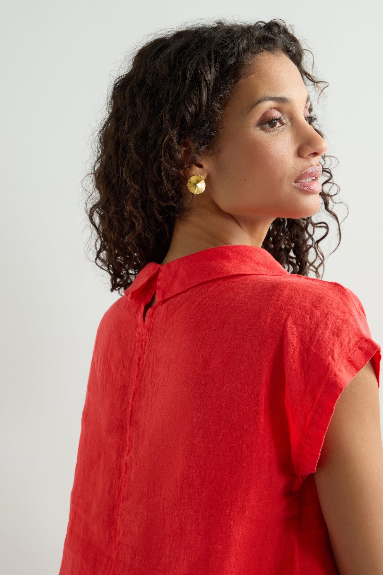 Organza Linen Pleat Front Top