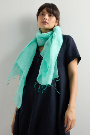 Spearmint Soft Linen Fringe Scarf