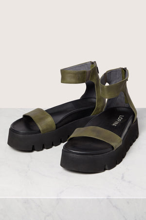 Leather Platform Zip Sandal