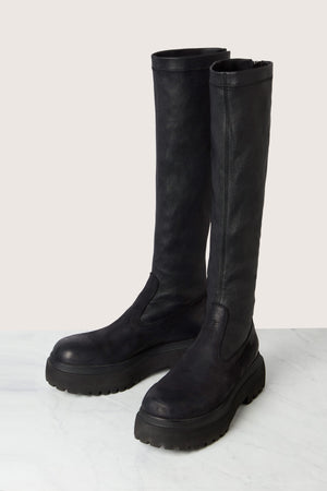 Long Stretch Knee High Leather Boots