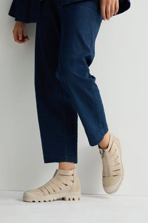 Cut Out Suede Zip Boots