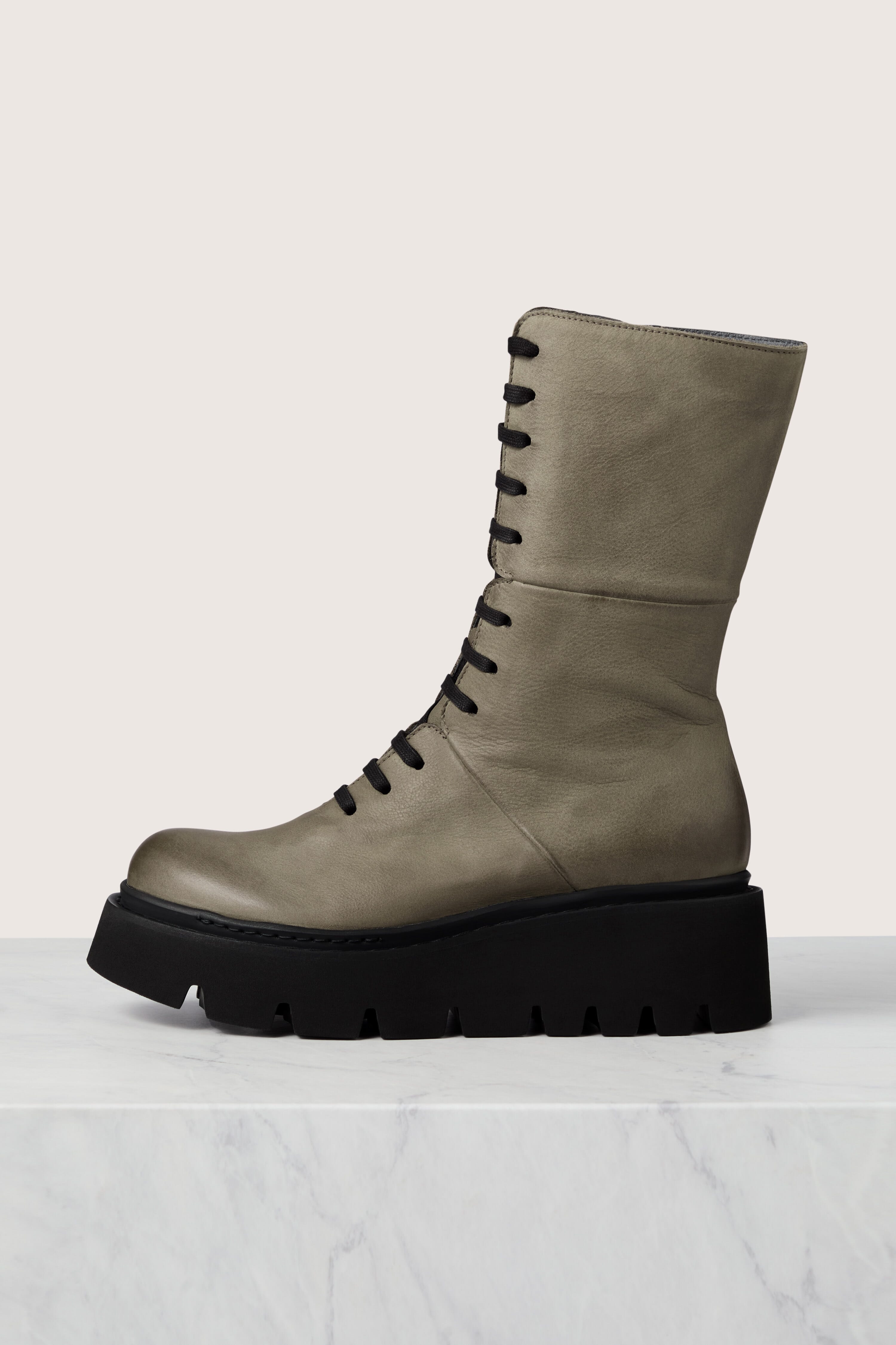 Platform Lace Up Leather Boots – Sahara