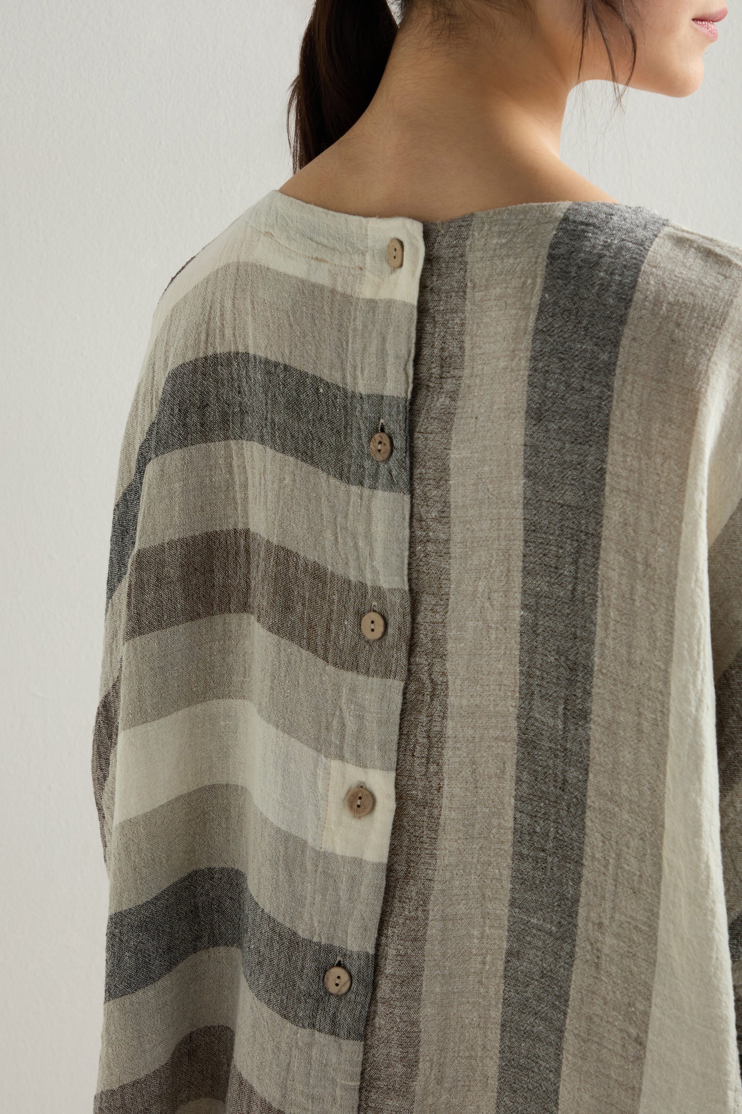 Linen Button Back Stripe Tunic