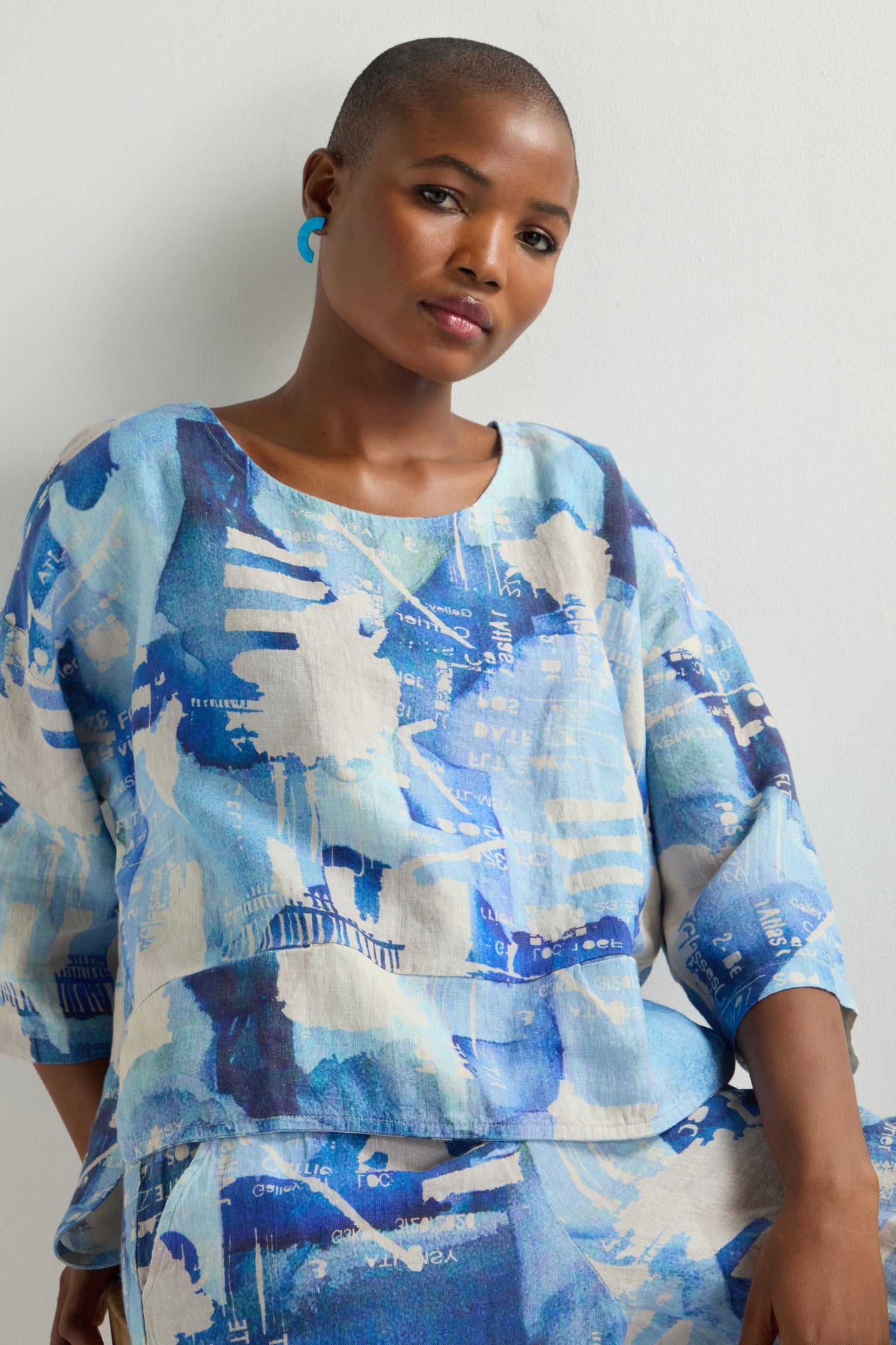 Cityscape Print Linen Top