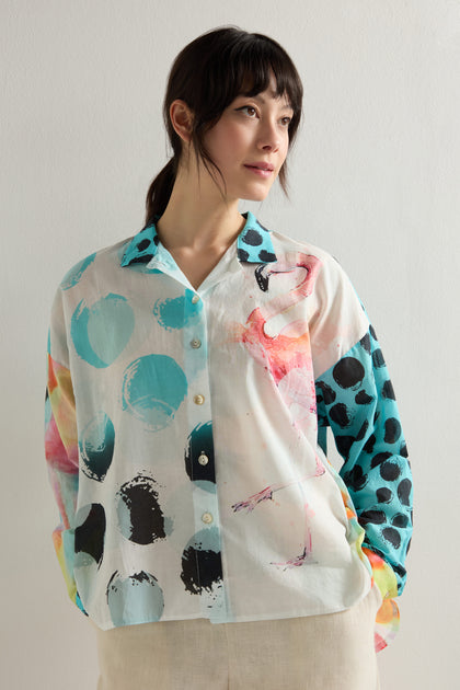 Boxy Flamingo Mix Print Shirt