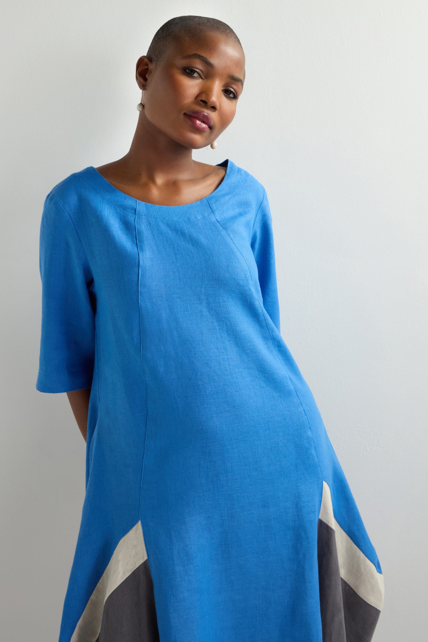 Colour Block Linen Bubble Dress