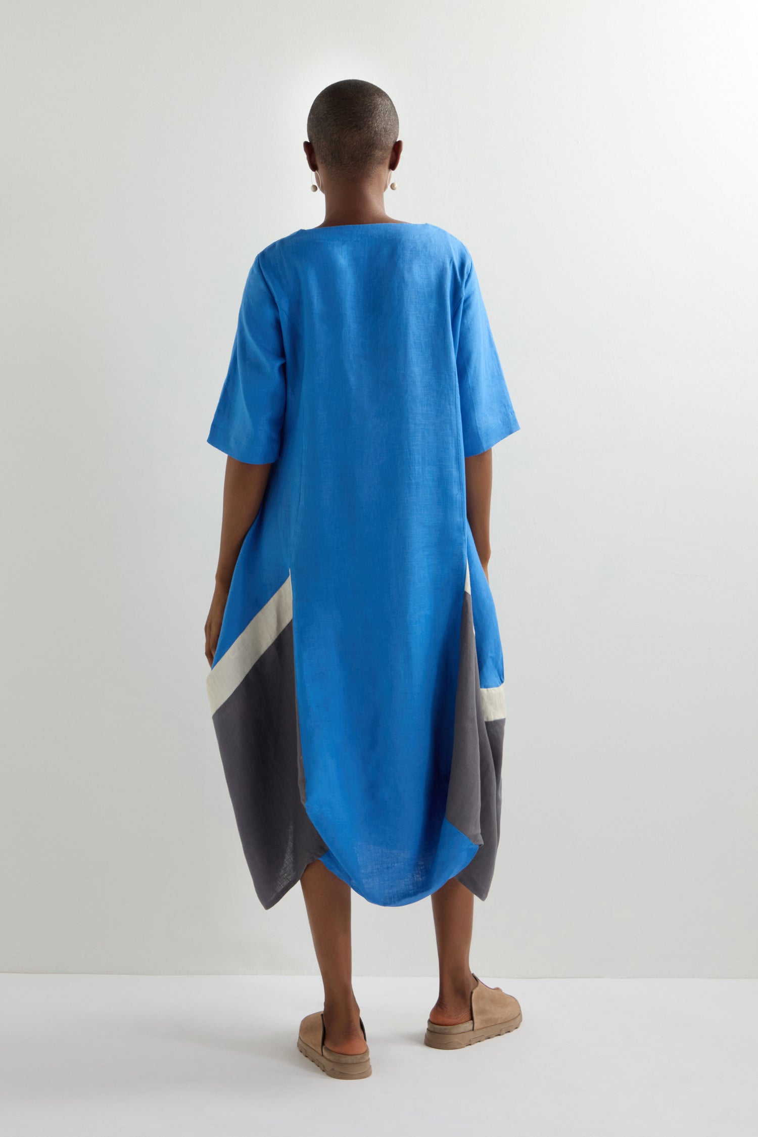 Colour Block Linen Bubble Dress