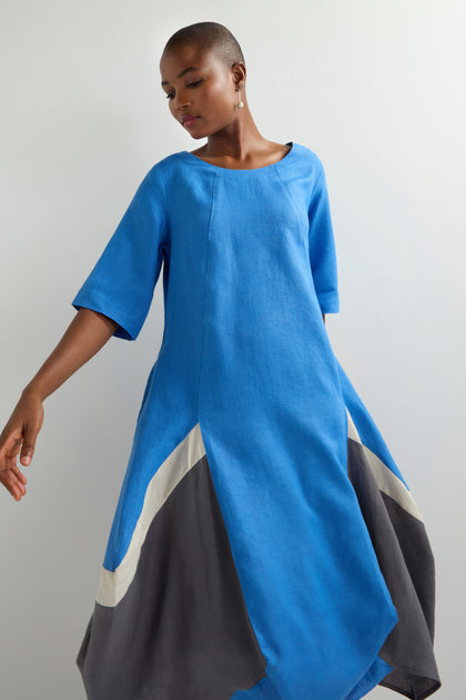 Colour Block Linen Bubble Dress