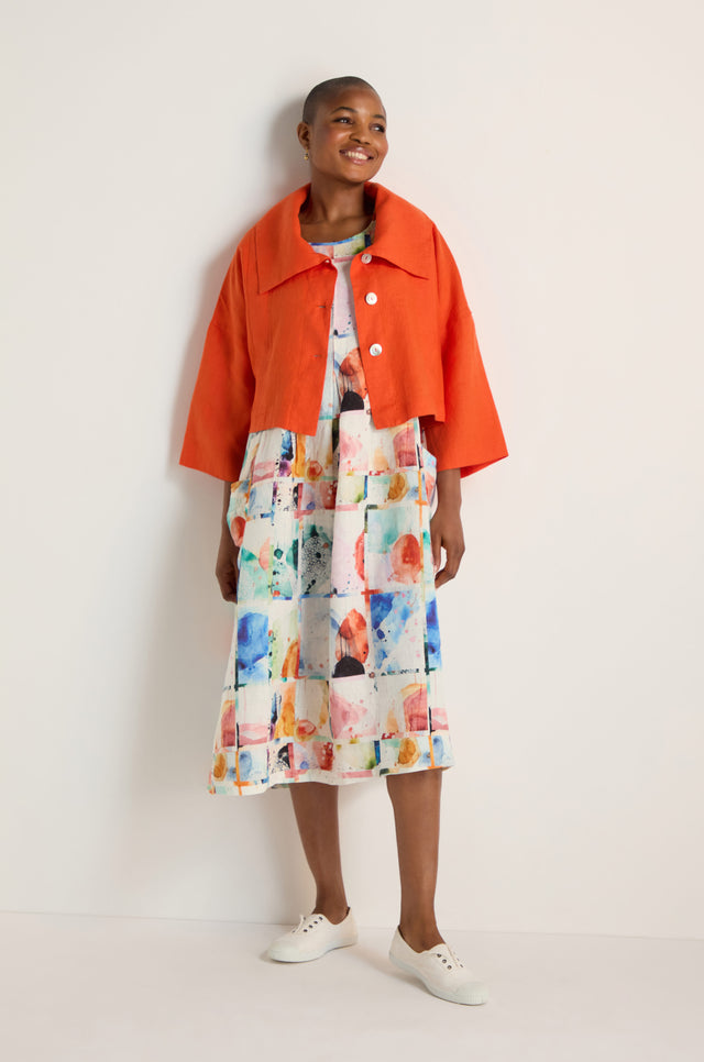 Wide Collar Linen Jacket – Sahara