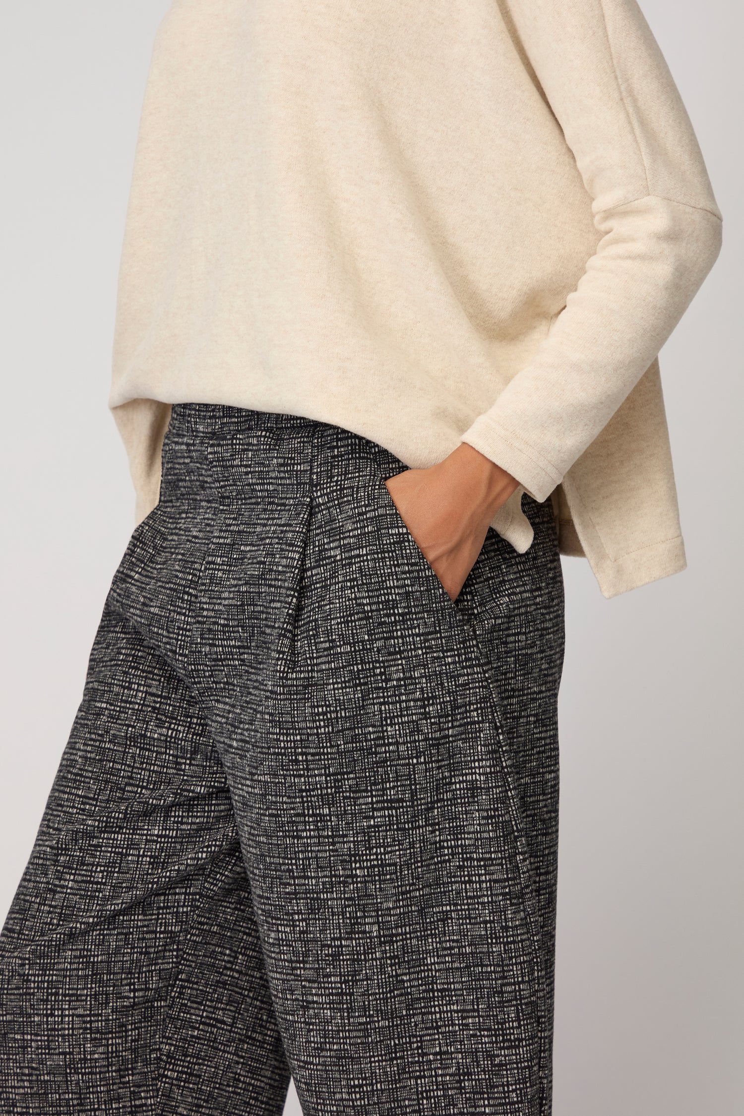 Bianco Jersey Check Trouser
